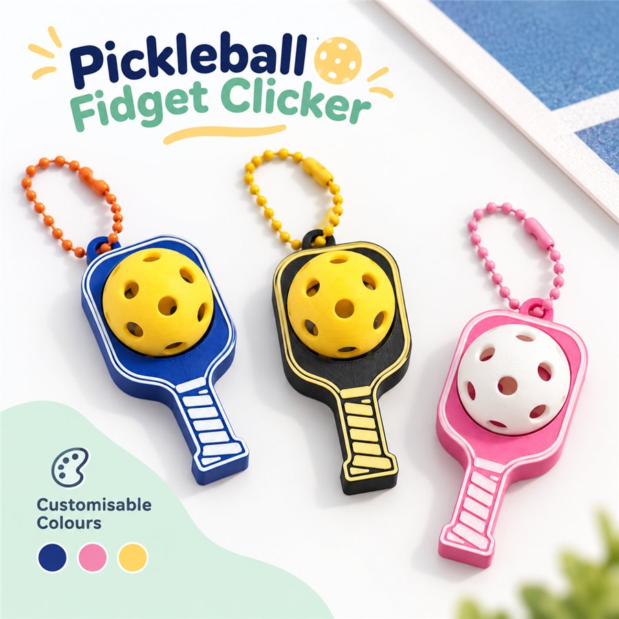 Pickleball Fidget Clicker Keychain